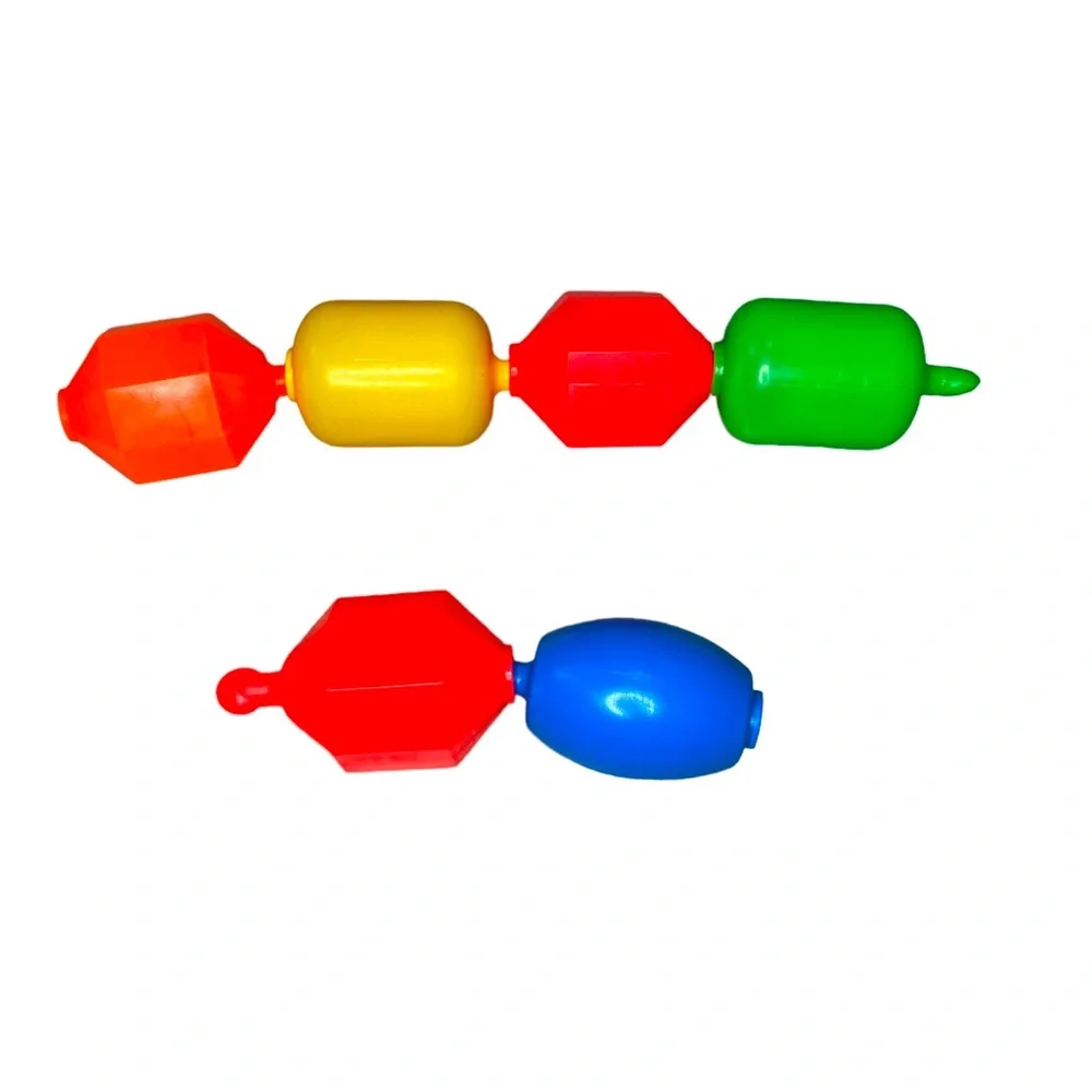 Fisher Price Mattel Snap Lock Pop Bead Toys Six Vintage Retro Primary Colors